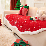 Red Irregular Sofa Cushion Four Season Universal Anti Slip Straight Sofa Cover One Piece Christmas Decor Living Room Couch Mat
