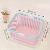10pcs Mini Storage Baskets with Handles Organizer Multi-Functional Pink Plastic Macaron Colorful Small Items Storage Baskets Set