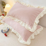 Hot Sale 1 Pair of Pillowcases with Ruffles White Shabby Country Girl Cover Protector with Border Decorative 48x74cm