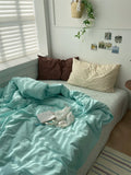 Pure Cotton Mint Heart Four-Piece Bedding Set Waed Cotton Bed eet Cover Duvet Cover Bed Canopy Sle Cotton Bedding