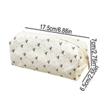 1 Beautiful Canvas Pencil Pouch, Creative Bow Pattern Zipper Pencil Pouch and Desk Organizer, Essential School Supplies