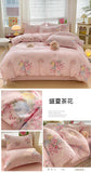 100% Cotton Bedding Set Soft Skin-friendly Four Piece Set Single Couple Flower Printed Comforter Duvet Cover Set for Adults Kids