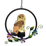 Ikeehome  Solar LED Owl Hanging Waterproof Outdoor Garden Resin Pendant Light Waterproof Yards Patios Decoration Lighting
