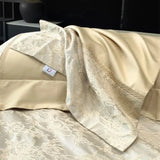 Champagne 1000TC Egyptian Cotton Yarn-dyed Jacquard Embroidery Luxury Bedding Set Duvet Cover Set Bed Sheet Pillowcases 4Pcs