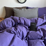 Huace  Pure Cotton Bedding Set Soft Skin-friendly Autumnal Chestnut Color Blo Simple Sle Bedroom Four-piece Suite