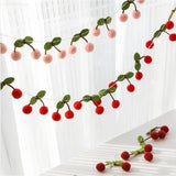 New Cherry Felt Ball Handmade Garland String Wall Hanging Ornament Hair Ball Pendant Kid Room Decoration Baby Shower Party Favor