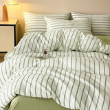 60S Striped Pure Cotton Bedding Sets High-End Japanese Jacquard Quilt Cover Kit Skin-Friendly Home Textiles for Single Double