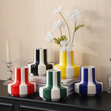 Classic Striped Ceramic Vase, Home Living Room Table Atmosphere Decorative Ornament，Colorful Hydroponic Vase