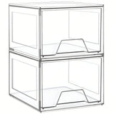 2/4 Pack Stackable Makeup Organizer with Drawers, Clear Acrylic Cosmetic Storage Bins, 4.4" Tall Vanity Drawer Organizer for Bathroom Cabinet Under Sink, Space Saving