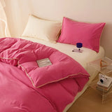 Stripe Color Collision Shell Embroidery Student Dormitory Solid Color Four Piece Set