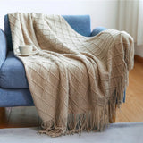 Knitted Twin Size Blanket, Coffee Throw Blanket for Couch Soft Lightweight Breathable Summer Living Room Home Decor Outdoor