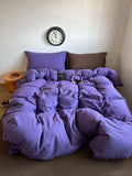 Huace  Pure Cotton Bedding Set Soft Skin-friendly Autumnal Chestnut Color Blo Simple Sle Bedroom Four-piece Suite