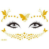 Glitter Stickers Face Tattoo Flash Gold Temporary Metalic Tattoos Waterproof Makeup Decals for Girls Party Music Festival