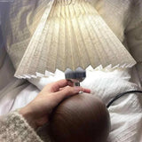 LED Table Lamp Nordic Pleated Fabric Tricolour Light US/EU /USB Living Room Home Bedroom Atmosphere Decoration LED Night Light