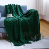 Knitted Throw Blanket Soft Cozy for Couch Yellow Living Room Home Decor Outdoor Lightweight Blanket with Tassels Warm Woven