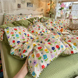 Class-A Pure Cotton Shell Edge Bedding Sets Ins Printing Bedclothes for Four Seasons Soft Skin-Friendly Home Textile for Adults