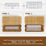 Handmade Cable Management Box, Durable Rattan Cable Organizer, 2 Open Slots Cords Hider Box, Under Desk Cord Organizer
