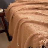 Soft Cotton Blankets Four Layers Gauze Sofa Cover Throw Blanket with Tassel Office Home Decorative Airplane All Season Drop Ship