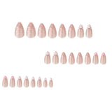 Pink Polka Dot Press on Nails Short Almond Fake Nails French Tip False Nails with Polka Dots Design Reusable Glue on Nails