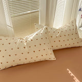 Duvet Set Double Yarn Four-piece Set Class A Aerobic Knitted Cotton Printed Love Bed Cover Skin Friendly Breathable Bedding