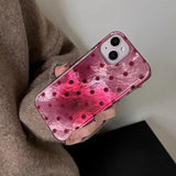 Adorable Heart Phone Case For iPhone 17 16 Pro Max 15 14 13 12 11 XS X 7 8 Plus 16e With Cute Dot Raspberry Red Background Cover
