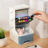 Multilayer PlasticInclinedPenHolderMultiFunctionalDesktopDrawerStorageBox for HomeDormOfficeDeskCosmeticBrushStationeryOrganizer