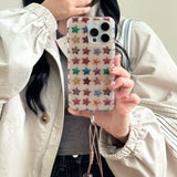 Fashion Colorful Five-pointed Stars Printed Laser Phone Cases for IPhone 13 16 15 14 17Pro Max Shockproof Protective Cover Case