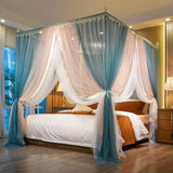 Luxury Double-deck Mosquito Net with Bracket Romantic White Lace Mantle Princess Style Floor-standing Room Decoration