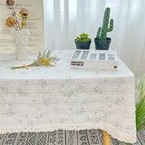 Rectangle White Lilac Tablecloth Boho Farmhouse Table for Cover Wedding Birthday Baby Party Shower Dinner Table Retro Decoration