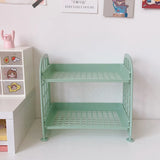 Double Layer Desktop Storage Basket Plastic Large Capacity Student Stationery Storage Box Desktop Organizer Storage Baskets New