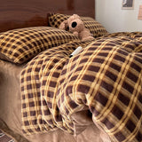 Floral  Vintage Sle Thiened Milk Velvet id Soft Middle Ancient Sle Four-Piece Bedding Set Skin-Friendly Winter Use