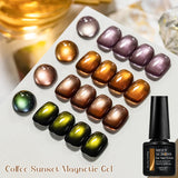 5pcs Coffee Sunset Cat Magnetic Gel Nail Polish Set Glass Beads Magnetic Semi Permanent Soak Off UV Gel Varnish Nail Supplies