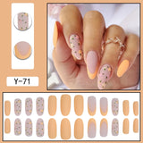 24Pcs/Set False Nails Long Round Coffin Cute Kawaii Stick on Art Nail Ballerina Press on Nail Set  Seamless Removable Fake Nails