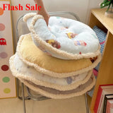 Ikeehome  winter round milk fleece cartoon seat cushion cute office chair cushion balcony futon bay window cushion