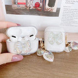 For AirPods 2 Pro 3 4 Case Dreamy Colorful Heart Bow Keychain Soft Cute Bluetooth Earphone Charging Box Cover for Air Pods 2