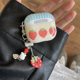 Lange Three Strawberries + Hanging Chain Headphone Case Suitable for Apple for Airpodspro2 Case/For Airpodspro Case/For Airpods4 Case/For Airpods3 Case/For Airpods2 Case/Fashion Women's Headphone Case/Casual Headphone Case