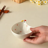 Chicken-shaped Sauce Plate Cute Ceramic Soy Sauce Disc Household Kitchen Mini Bowl Hot Pot Seasoning Plate Dumpling Vinegar Disc