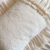 Pink Princess Style Pleated Lace Ruffles Carved Velvet Warm Soft Bedding Set Duvet Cover Flat/Fitted Bed Sheet Pillowcases 4Pcs