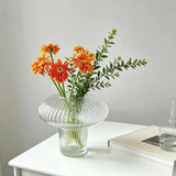 Vertical Ribbed Clear Glass Vase Mushroom Shaped Hydroponic Flower Container Modern Desktop Ornament for Living Room Home Decor