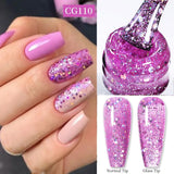 10ml Snow Glitter Gel Nail Polish Pink Milky White Jelly Sequins  Semi Permanent Nails Art Design Varnish Manicure
