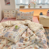 100% Cotton Bedding Set Cartoon Cute Animals Duvet Cover Set Bed Linen Flat Sheets Set 2 Pillowcases Single Double Queen Size