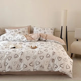 High Quality Grid Printed Flat Sheet Bedding Sets Light Luxury Cotton Soft Quilt Cover Single Double Bed Comfort Set for Adults
