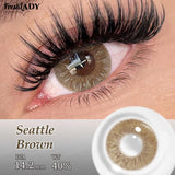 1 Pair Seattle Brown Colored Contact Lenses Natural Brown Pupils Eyes Contact lenses Gray Soft Contact Lenses 14.20mm Yearly Use