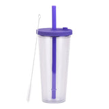 700ml,Double-Layer Straw Cup/MUG,Drinkware,Environmentally Friendly Plastic,Large Diameter,Transparent Milk Tea Cup,Holiday Gift