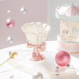 1Pc Footed Ceramic Dessert Bowl 180ml, Small Ice Cream Yogurt Cereal Fruit Salad Pudding Bowl for Home Kitchen, Gift Box