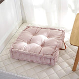Grey Square Thick Floor Seating Cushions Tufted Cushion Meditation Pillow Floor Pillows Seating with Carrying Handle Tatami Pad