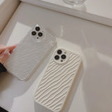 Simplicity 3D Ripples Texture White & Transparent Case for iPhone 15 14 13 Pro Max Back Phone Cover for 12 11 X XR Xs 7 8 SE2020