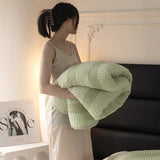 Autumn and Winter New Teddy Rabbit Plush Light Luxury Striped Blanket Cover Blanket