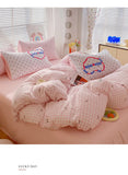 Korea Style Bedding Set Purple Heart Washed Cotton Soft Duvet Cover Skin-friendly Quilt Cover Bed Sheet Pillowcase Home Textiles