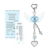 INS Korea Plush Wing Heart Beaded Charm Phone Pendant Crystal Wristband Keychain Bracelet Lanyard Cord
